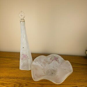 Arte Murano Crystal Plate & Bottle Set | Creazioni Silvestri Italy | Floral Art